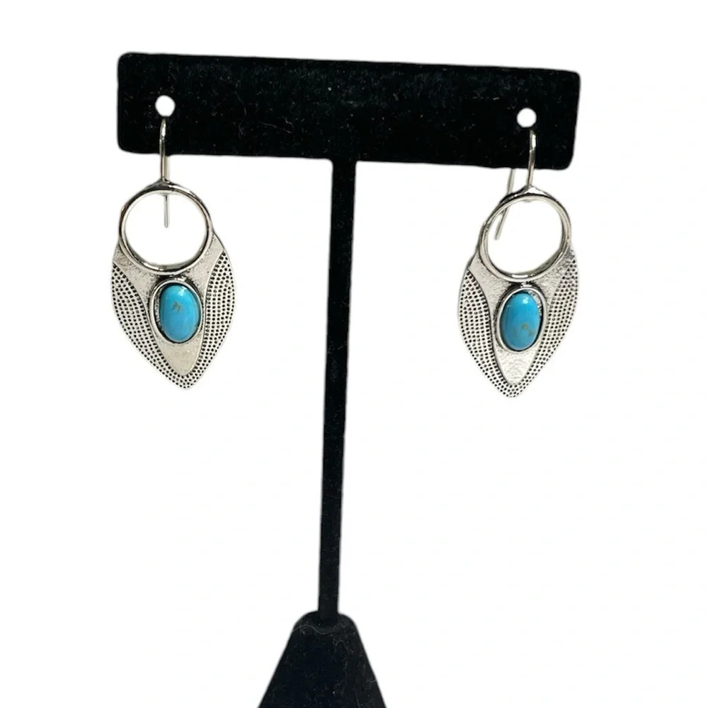 NWT 3 for $20 Silver & Turquoise Stone Geometric Dangle Earrings “you pick 3”